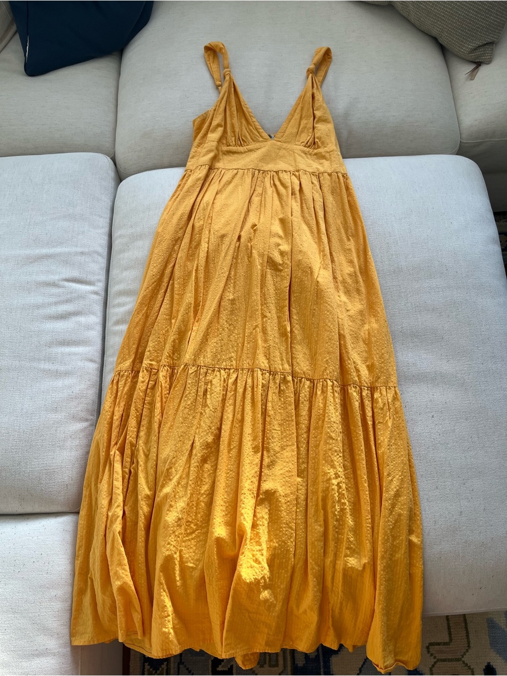 Abercrombie & Fitch Yellow Tiered V-Neck Sundress